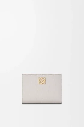 Anagram Compact Wallet in Pebble Grained Calfskin