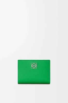 Anagram Compact Wallet in Pebble Grained Calfskin