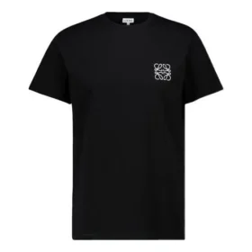 Anagram Embroidered Cotton Round Neck Short Sleeve Black H526341Xai-1100