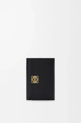 Anagram Small Vertical Wallet in Pebble Grained Calfskin