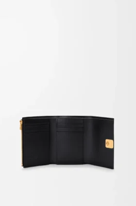 Anagram Small Vertical Wallet in Pebble Grained Calfskin