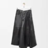 Asymmetric Skirt in Satin Nappa Lambskin