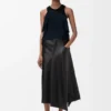 Asymmetric Skirt in Satin Nappa Lambskin