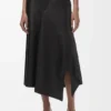 Asymmetric Skirt in Satin Nappa Lambskin