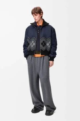 Bomber Jacket in Nylon and Wool Blend