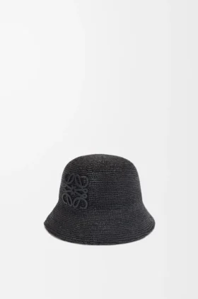 Bucket Hat in Raffia and Calfskin Bucket Hat in Raffia and Calfskin