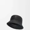 Bucket Hat in Raffia and Calfskin