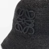 Bucket Hat in Raffia and Calfskin