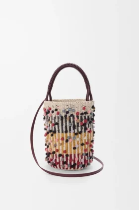 Bucket in Cord, Leather and Wool