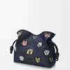 Cats Medium Flamenco Clutch in Embroidered Denim