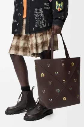 Cats Xl Puzzle Fold Tote in Nappa Calfskin