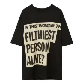 Chest Slogan Printing Short Sleeve Unisex Black H000341X11