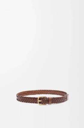 Chunky Woven Belt in Vegetable-Tanned Calfskin