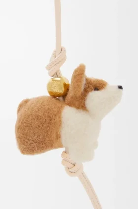 Corgi Charm in Felt and Calfskin