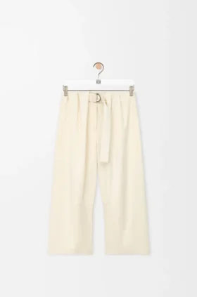 Cropped Belted Trousers in Cotton and Silk Cropped Belted Trousers in Cotton and Silk