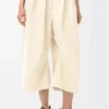Cropped Belted Trousers in Cotton and Silk