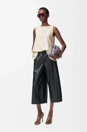 Cropped Trousers in Nappa Lambskin
