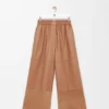 Cropped Trousers in Nappa Lambskin and Suede Goatskin