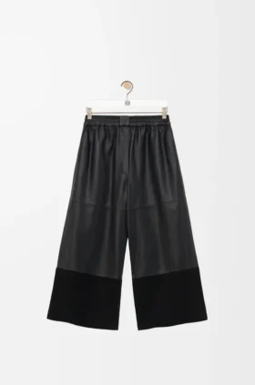 Cropped Trousers in Nappa Lambskin and Suede Goatskin Cropped Trousers in Nappa Lambskin and Suede Goatskin