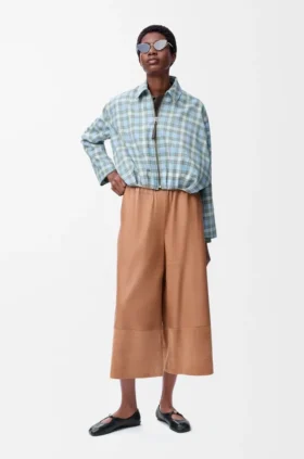 Cropped Trousers in Nappa Lambskin and Suede Goatskin Cropped Trousers in Nappa Lambskin and Suede Goatskin