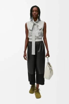 Cropped Trousers in Nappa Lambskin and Suede Goatskin Cropped Trousers in Nappa Lambskin and Suede Goatskin