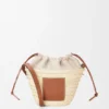 Drawstring Bucket in Palm Leaf and Calfskin