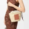 Drawstring Bucket in Palm Leaf and Calfskin