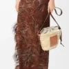 Drawstring Bucket in Palm Leaf and Calfskin