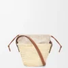 Drawstring Bucket in Palm Leaf and Calfskin