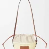 Drawstring Bucket in Palm Leaf and Calfskin