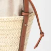 Drawstring Bucket in Palm Leaf and Calfskin