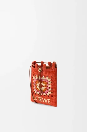 Drawstring Pocket in Classic Calfskin and Raffia
