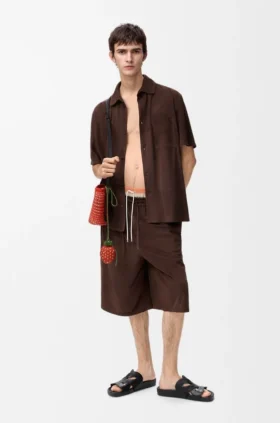 Drawstring Shorts in Suede Goatskin