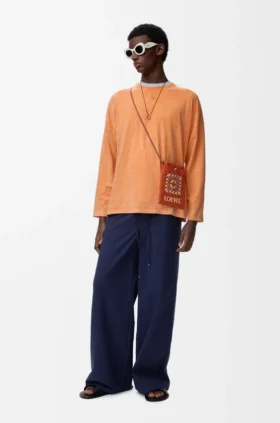Drawstring Trousers in Cotton Blend