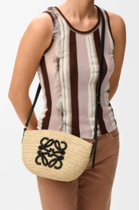 Eclipse Pochette in Raffia and Calfskin