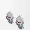 Feather Earrings in Sterling Silver and Crystals