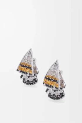 Feather Earrings in Sterling Silver and Crystals