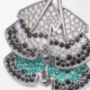 Feather Earrings in Sterling Silver and Crystals