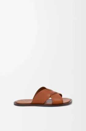 Flex Criss-Cross Slide in Vegetable-Tanned Calfskin