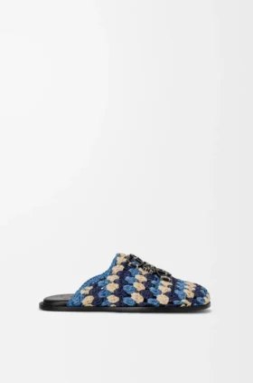 Flex Mule in Raffia and Calfskin