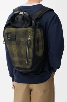 Flex Roll-Top Backpack in Canvas and Brushed Suede