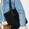 Flex Zipped Tote in Canvas and Suede