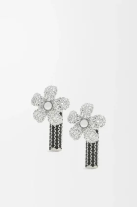 Flor Earrings in Sterling Silver and Crystals