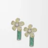 Flor Earrings in Sterling Silver and Crystals