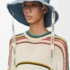 Frayed Fisherman Hat in Denim and Calfskin Frayed Fisherman Hat in Denim and Calfskin