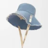 Frayed Fisherman Hat in Denim and Calfskin Frayed Fisherman Hat in Denim and Calfskin