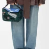 Futurist Cat Small Puzzle Bag in Embroidered Knit and Classic Calfskin
