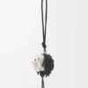 Hedgehog Charm in Felt, Beads and Calfskin