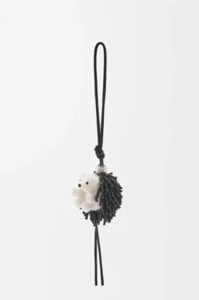 Hedgehog Charm in Felt, Beads and Calfskin