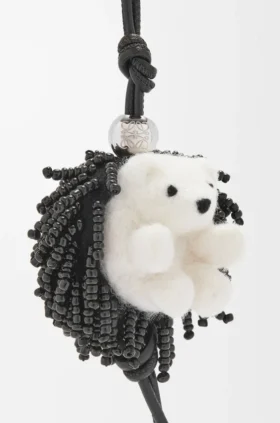 Hedgehog Charm in Felt, Beads and Calfskin